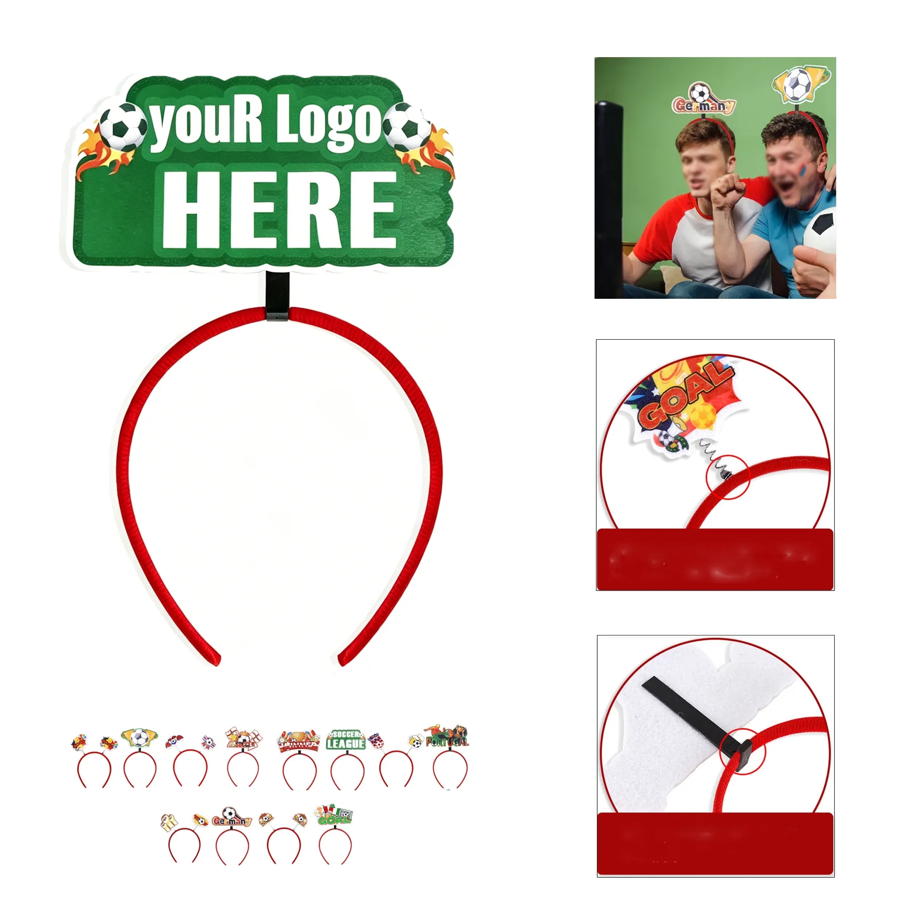 Assorted Soccer Fan Headbands For Party Event Gifts