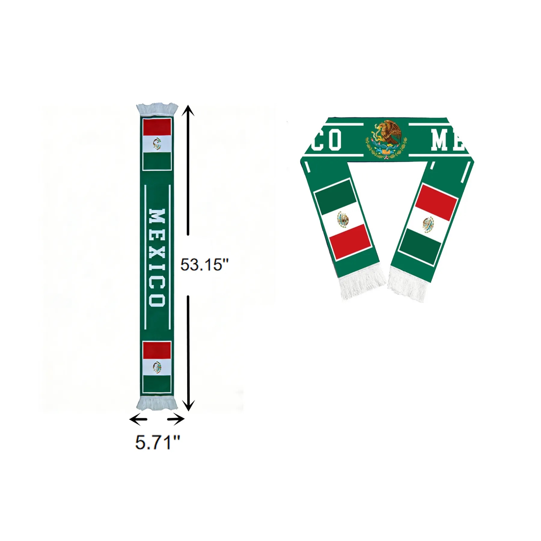 57" x 7.5" Stadium Scarf With Full Color Print And Fringe