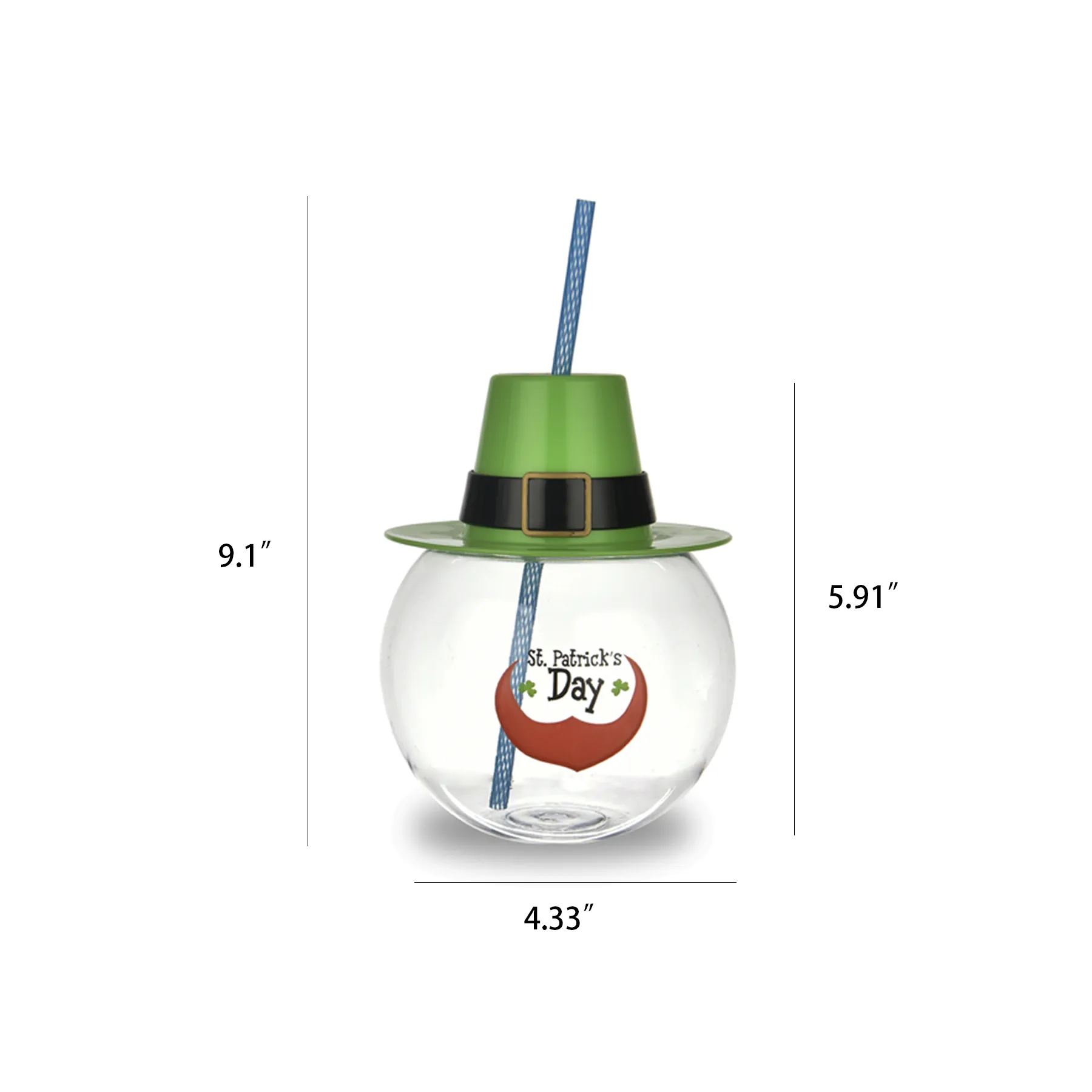 24 Oz Holiday Straw Cup With Round Plastic Party Lid - Image 2