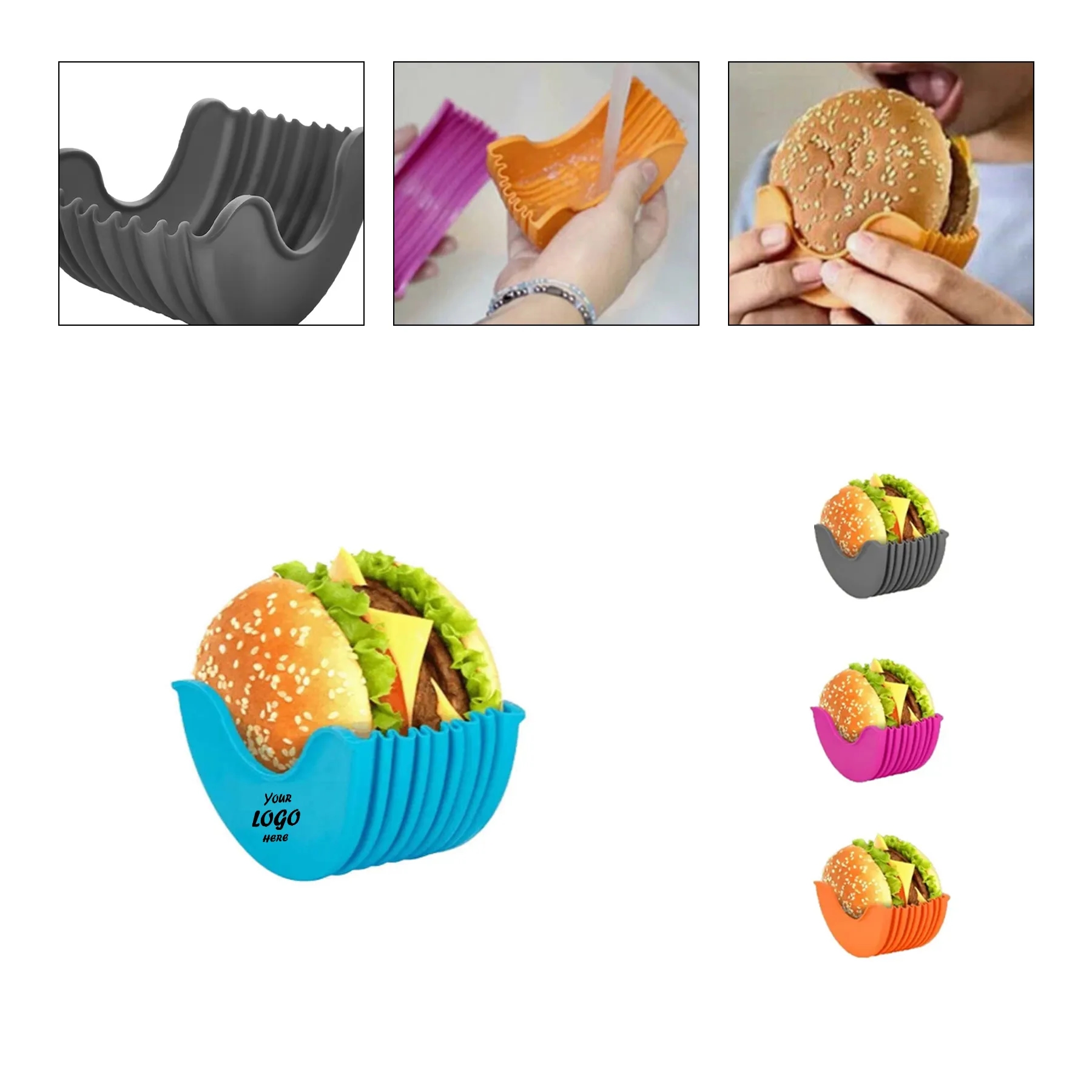 Adjustable Silicone Burger Holder For Messy Meals And Snacks