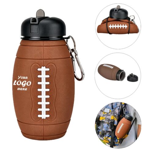 Collapsible Football Water Bottle With Carabiner Clip