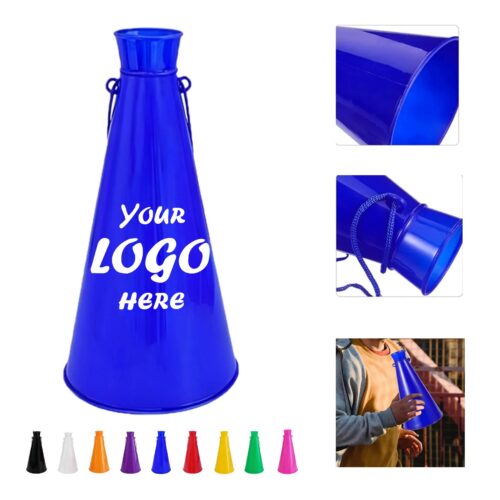 Wrist Strap Plastic Cheer Horn Megaphone W/ Popcorn Cap