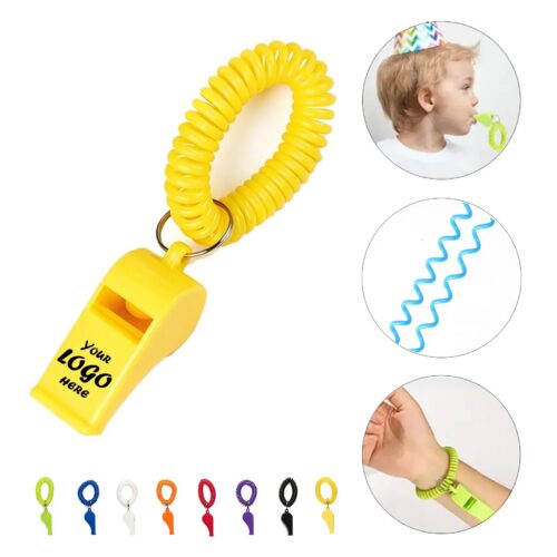 Kids Coil Bracelet Whistle With Keychain For Safety