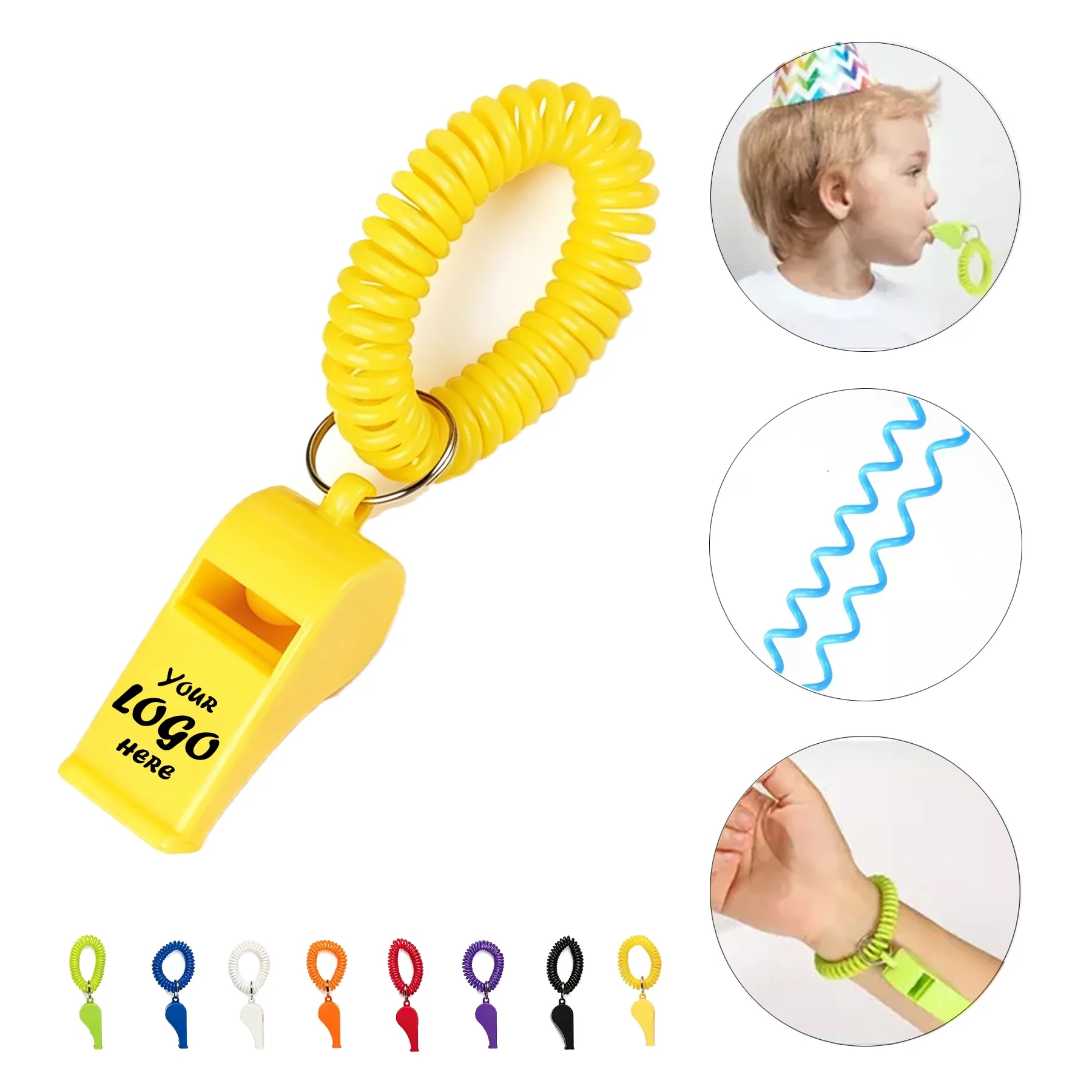 Kids Coil Bracelet Whistle With Keychain For Safety
