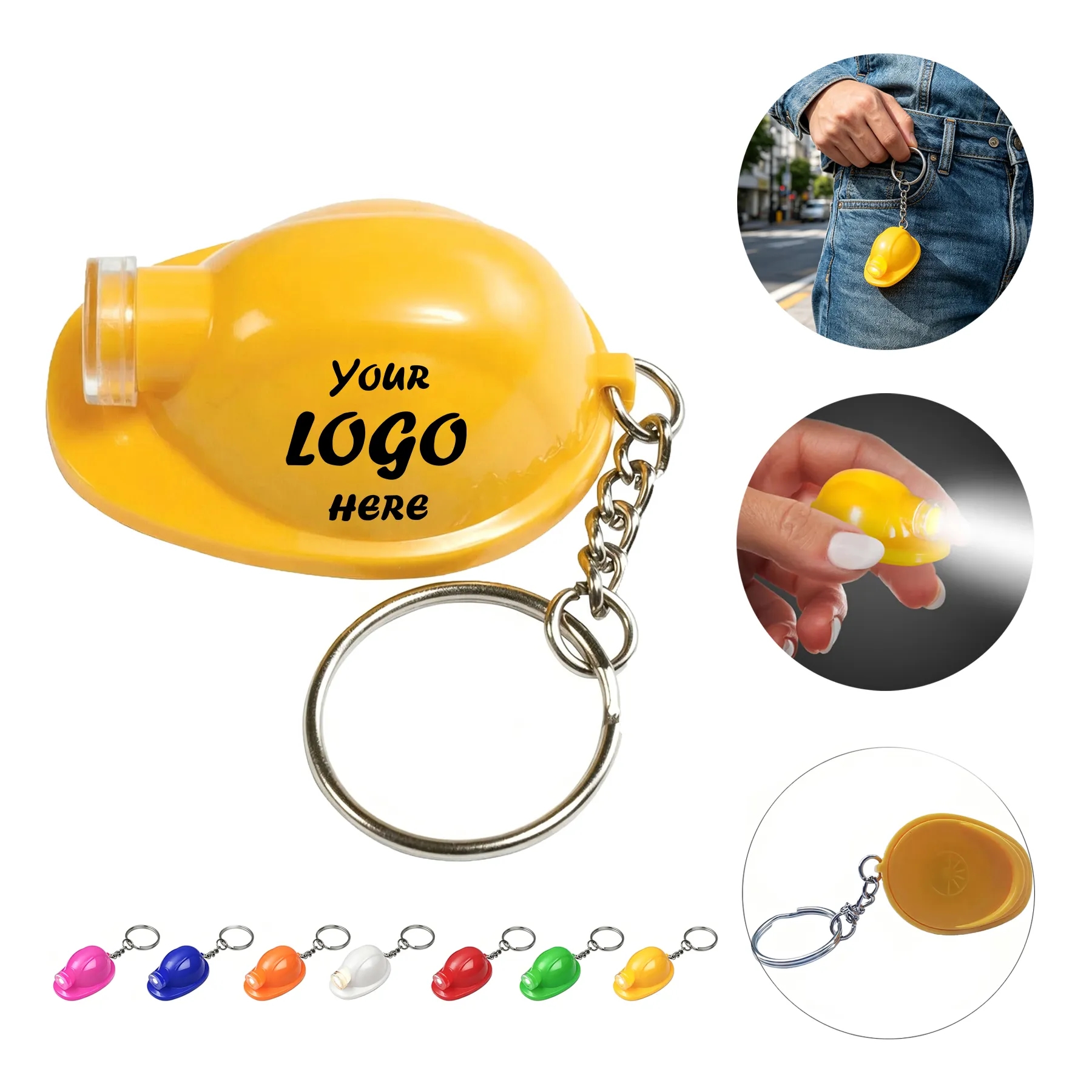 Hard Hat LED Keychain Light For Construction Promos
