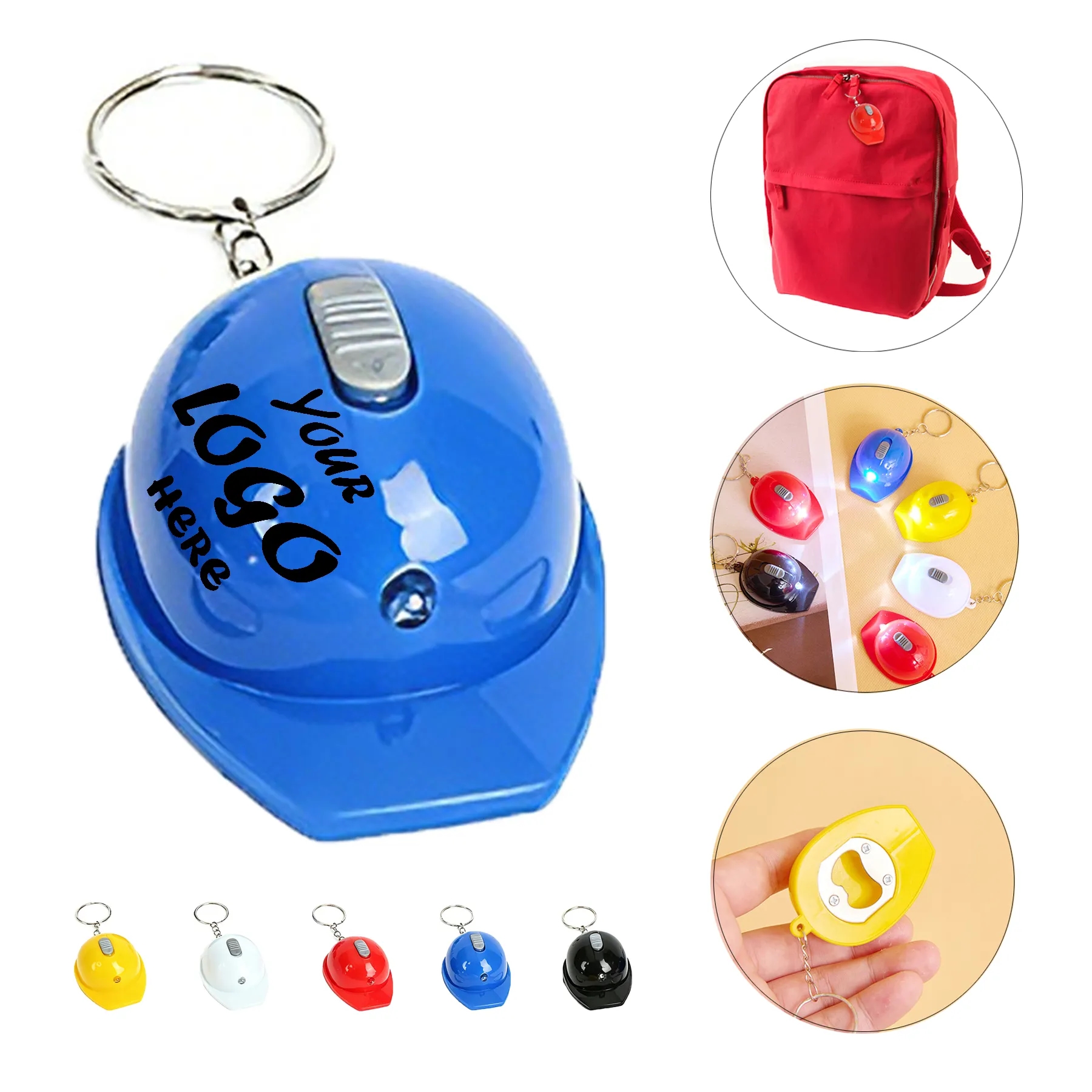 Hard Hat Flashlight Bottle Opener Keychain For Safety