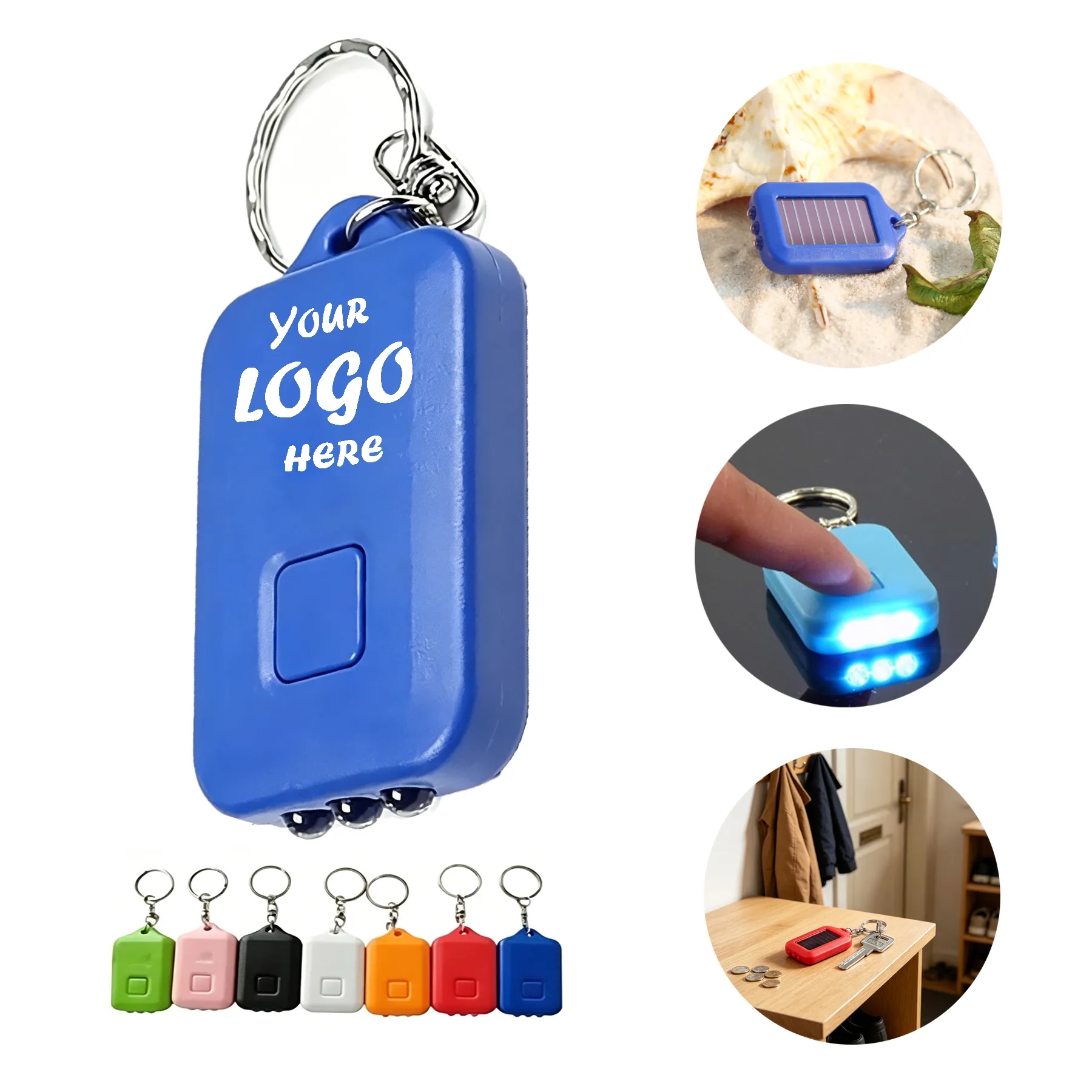 Solar Powered Mini LED Keychain Flashlight For Travel