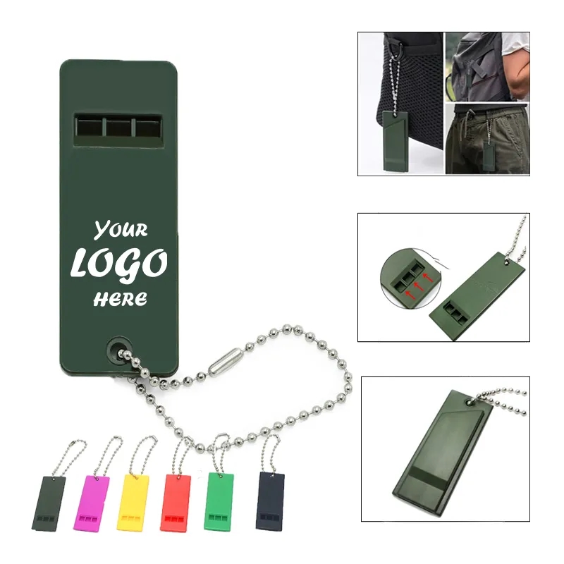 Loud Double Tube Survival Whistle With Ball Chain Clip