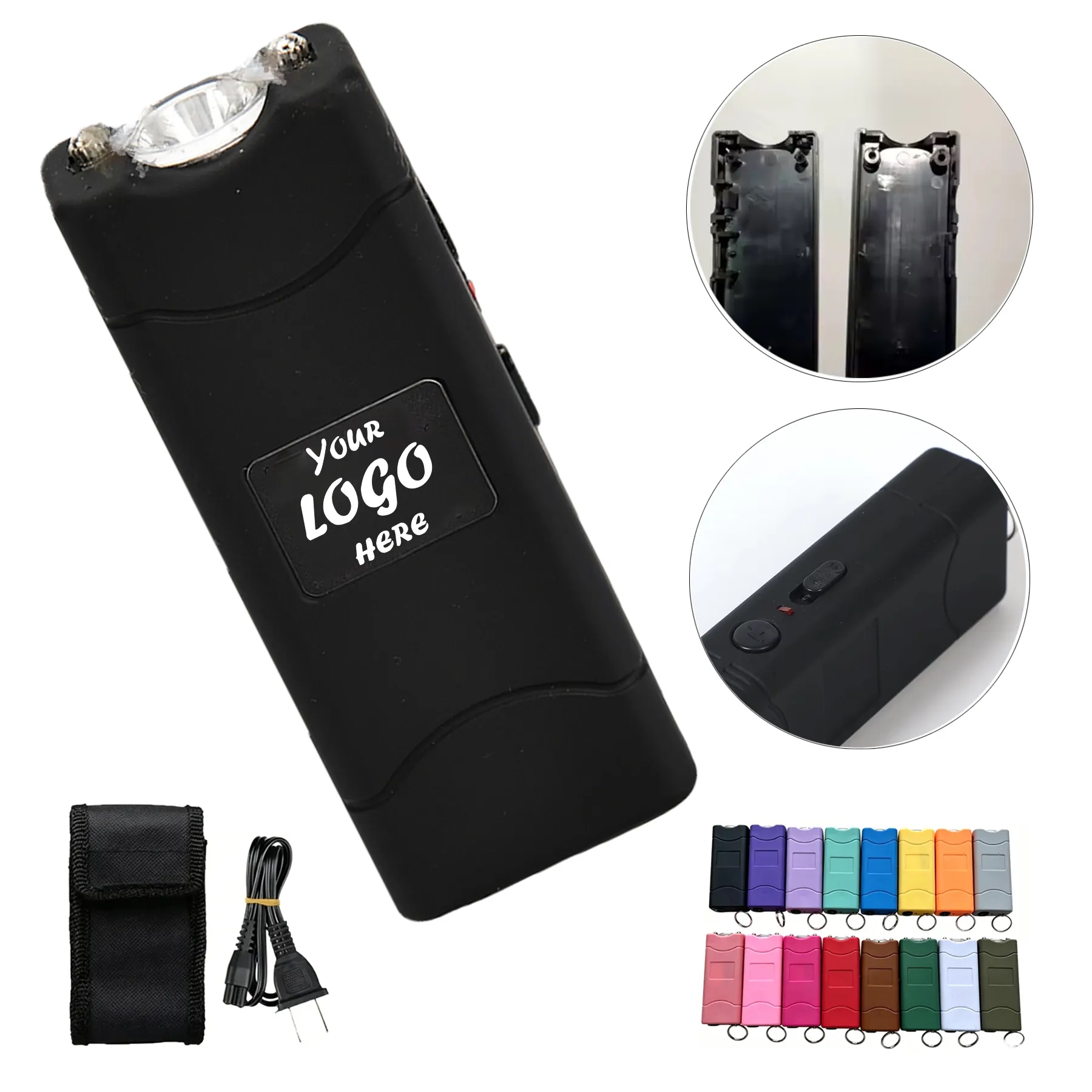 Rechargeable Stun Gun Keychain With LED Flashlight Safety To