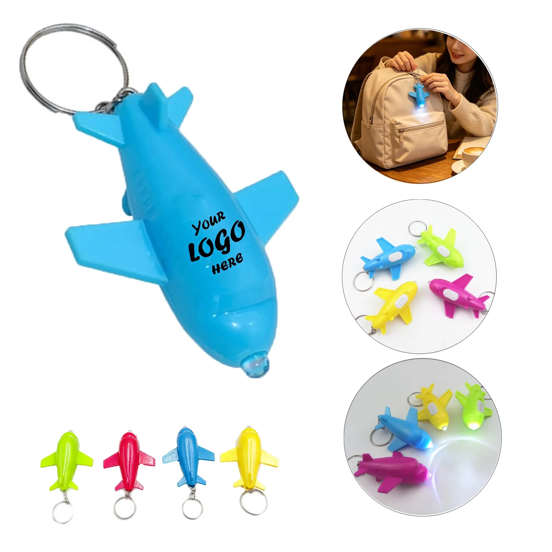 Airplane LED Light Keychain For Travel And Airline Promos