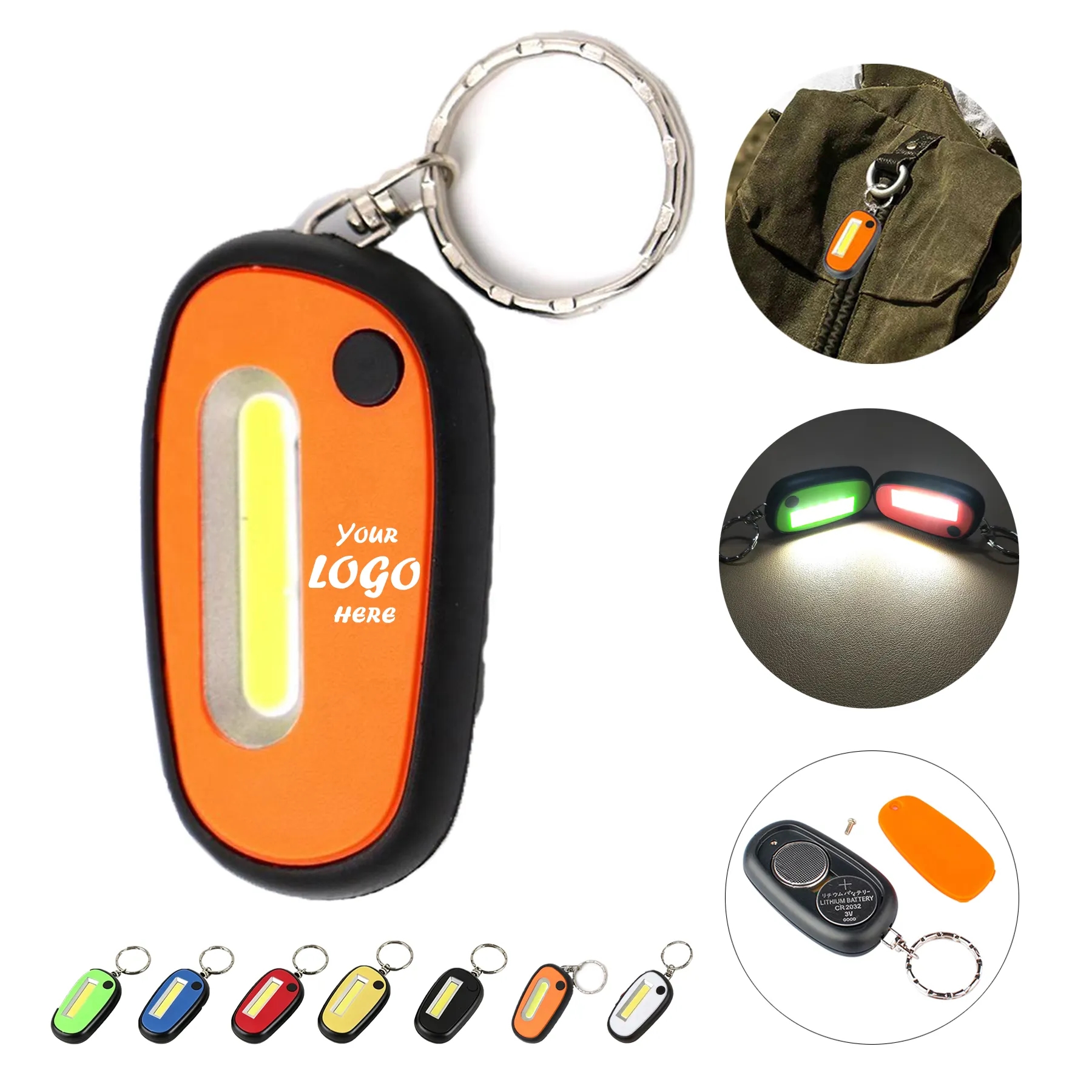 COB LED Flashlight Keychain With Mini Carabiner Clip