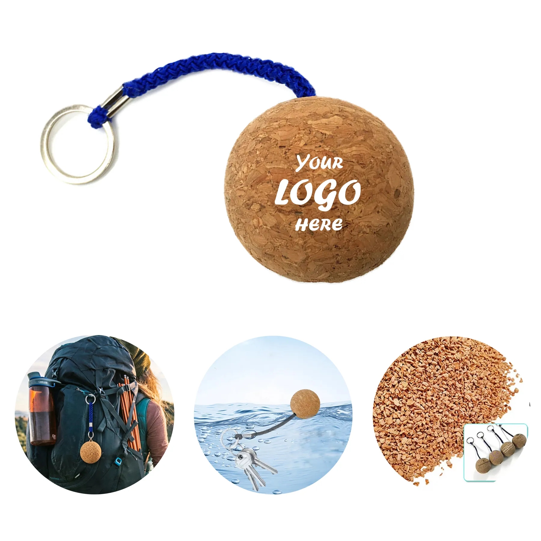 Round Cork Ball Floating Keychain For Boating Events