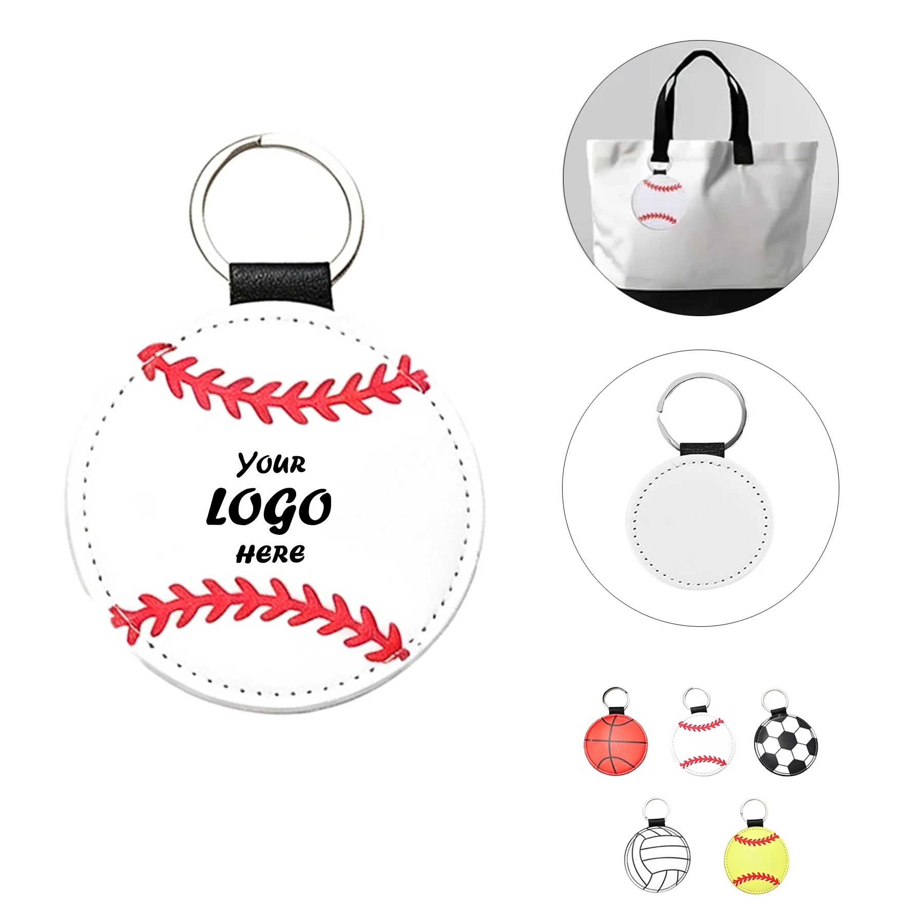 Sports Ball PU Leather Keychain For Team Giveaways