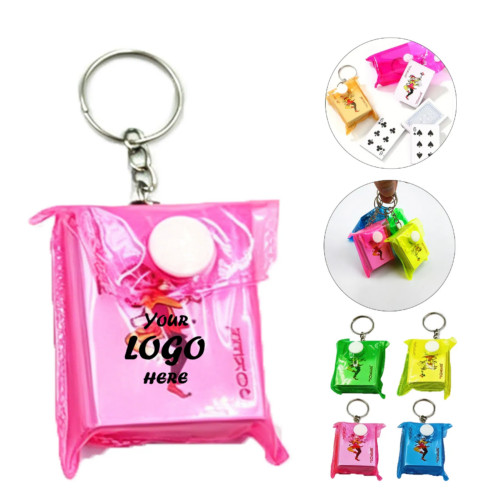 Mini Poker Card Keychain With Removable Playing