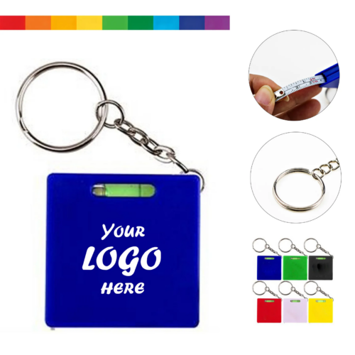 Square Tape Measure Level Keychain With Logo Imprint