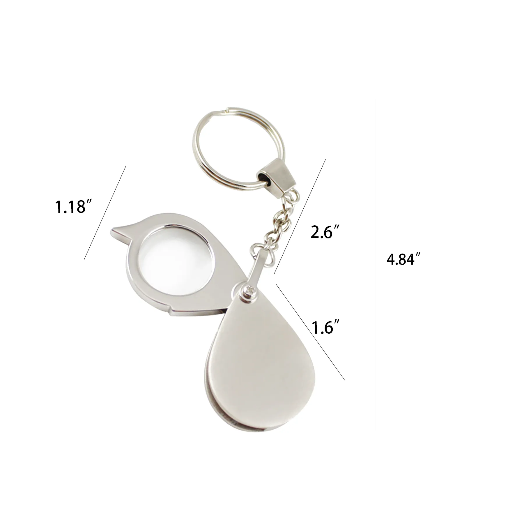 10X Metal Pocket Magnifier Keychain With Protective Cover - Image 2