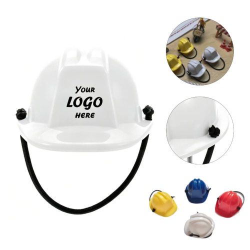 Plastic Fire Helmet Keychain With Pad Printed Logo