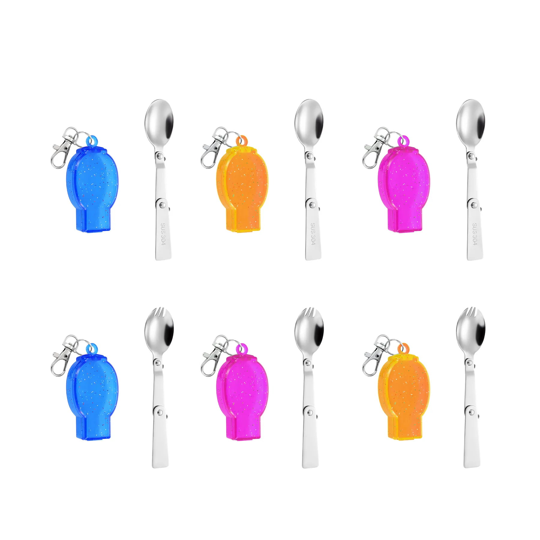 Foldable Spork Keychain With Travel Storage Case Kit - Image 3