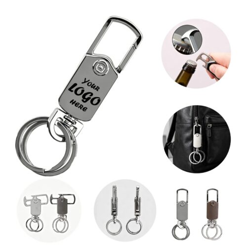 2 Rings Fingertip Spinner Silver Metal Bottle Opener Keychai