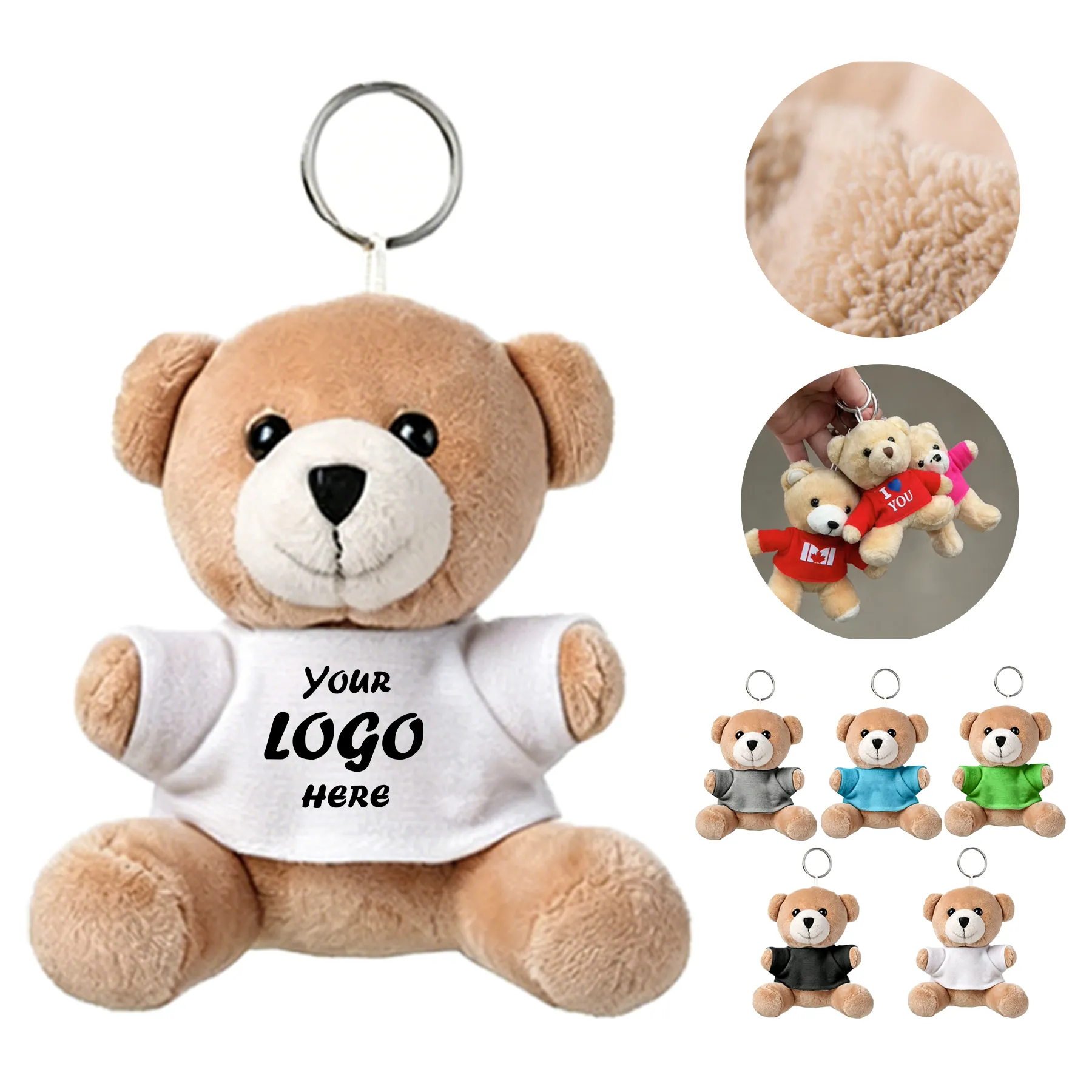 Soft Teddy Bear Keychain With Metal Ring For Events