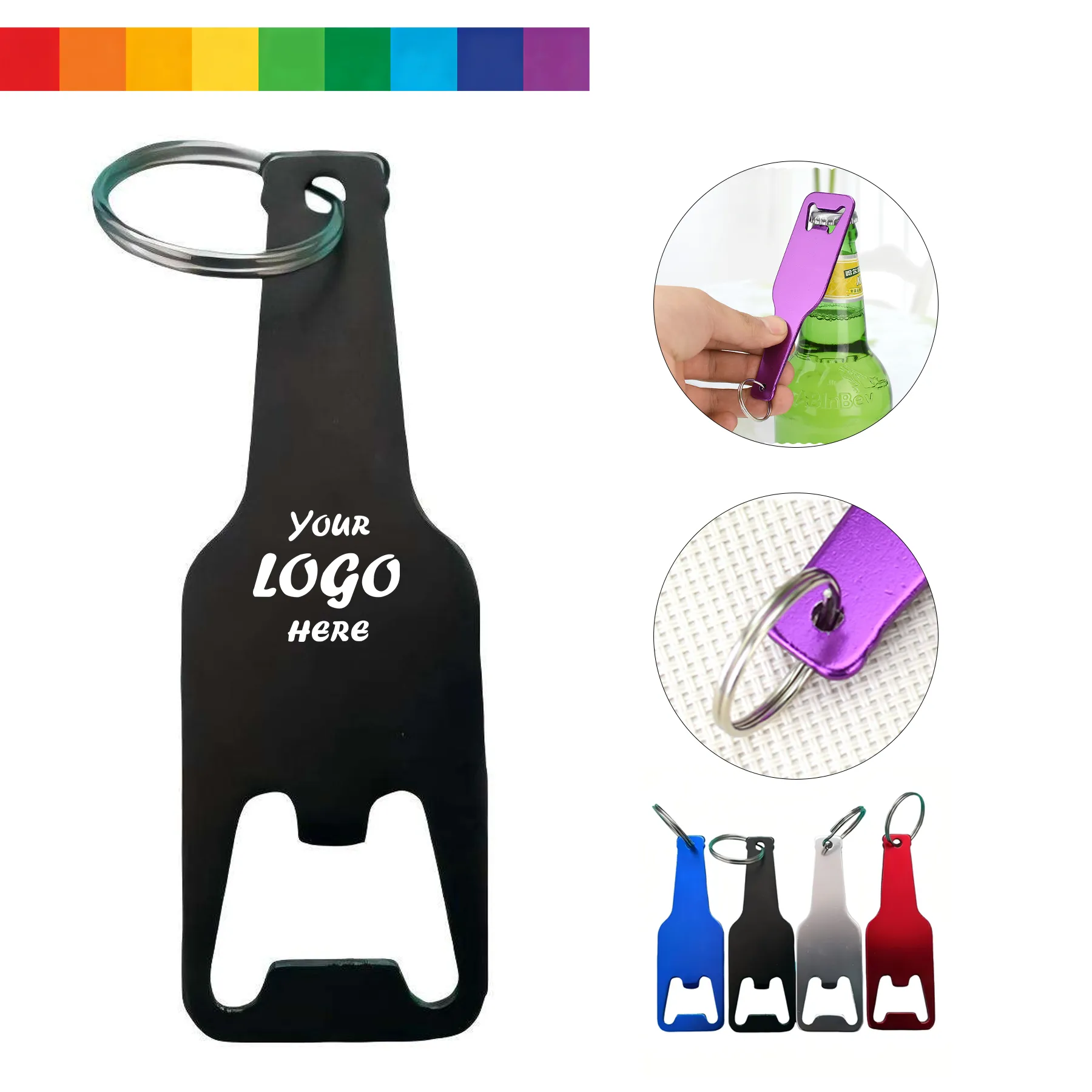 Custom Aluminum Bottle Opener Key Tag With Logo Area
