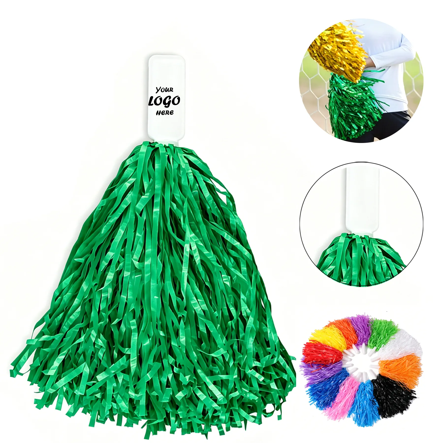Economy Non-Light Pom with White Plastic Handle