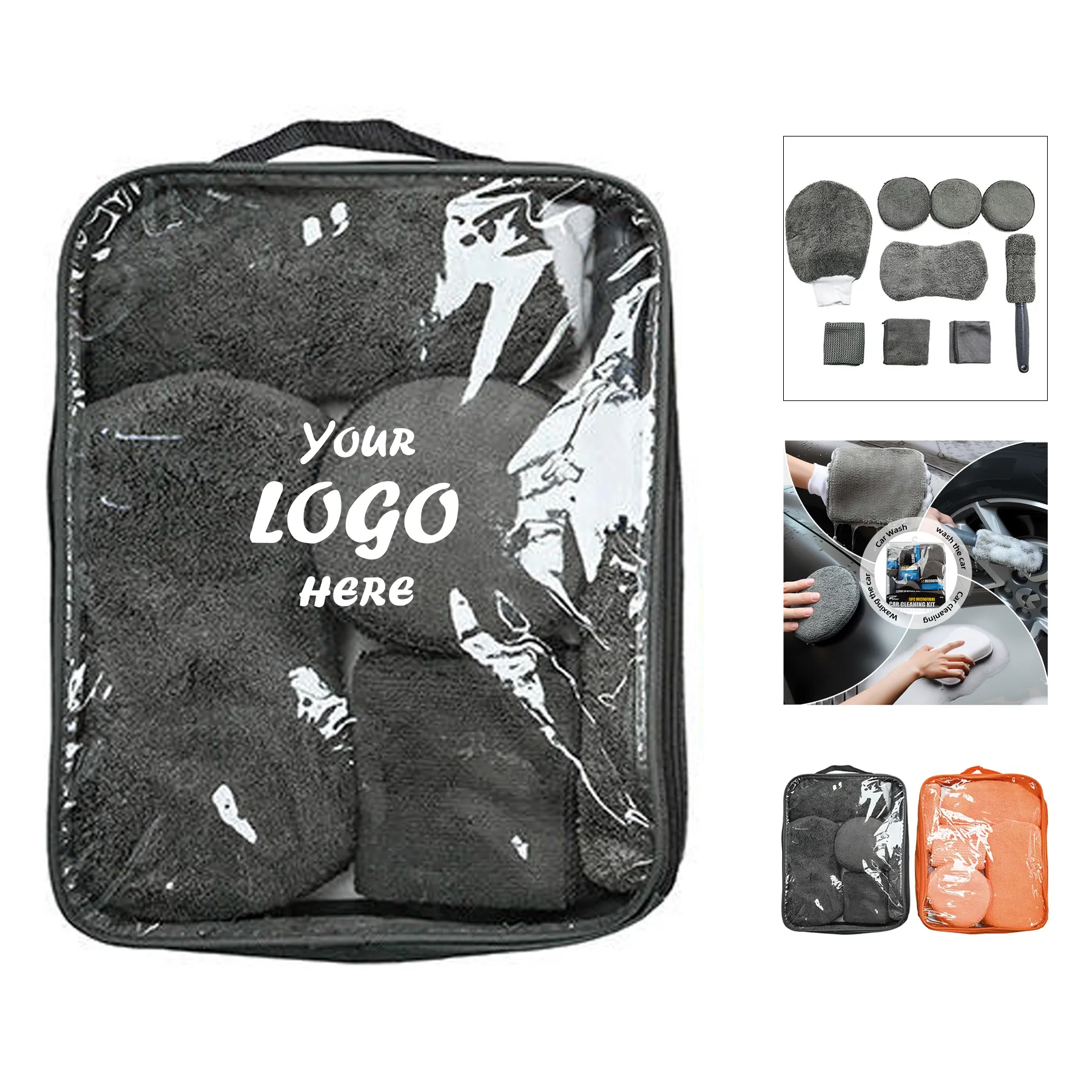 Complete Nine Piece Car Wash Detail Kit In Oxford Pouch