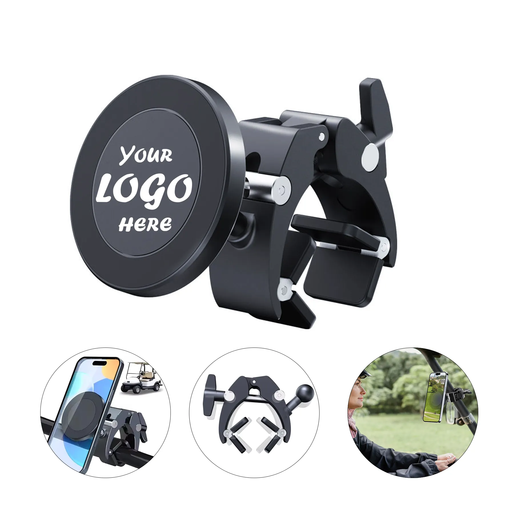 Magnetic Golf Cart Phone Caddy For Round And Square Rods