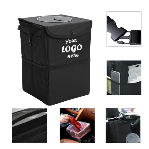 Leak Proof Car Waste Bin Organizer With Headrest Strap