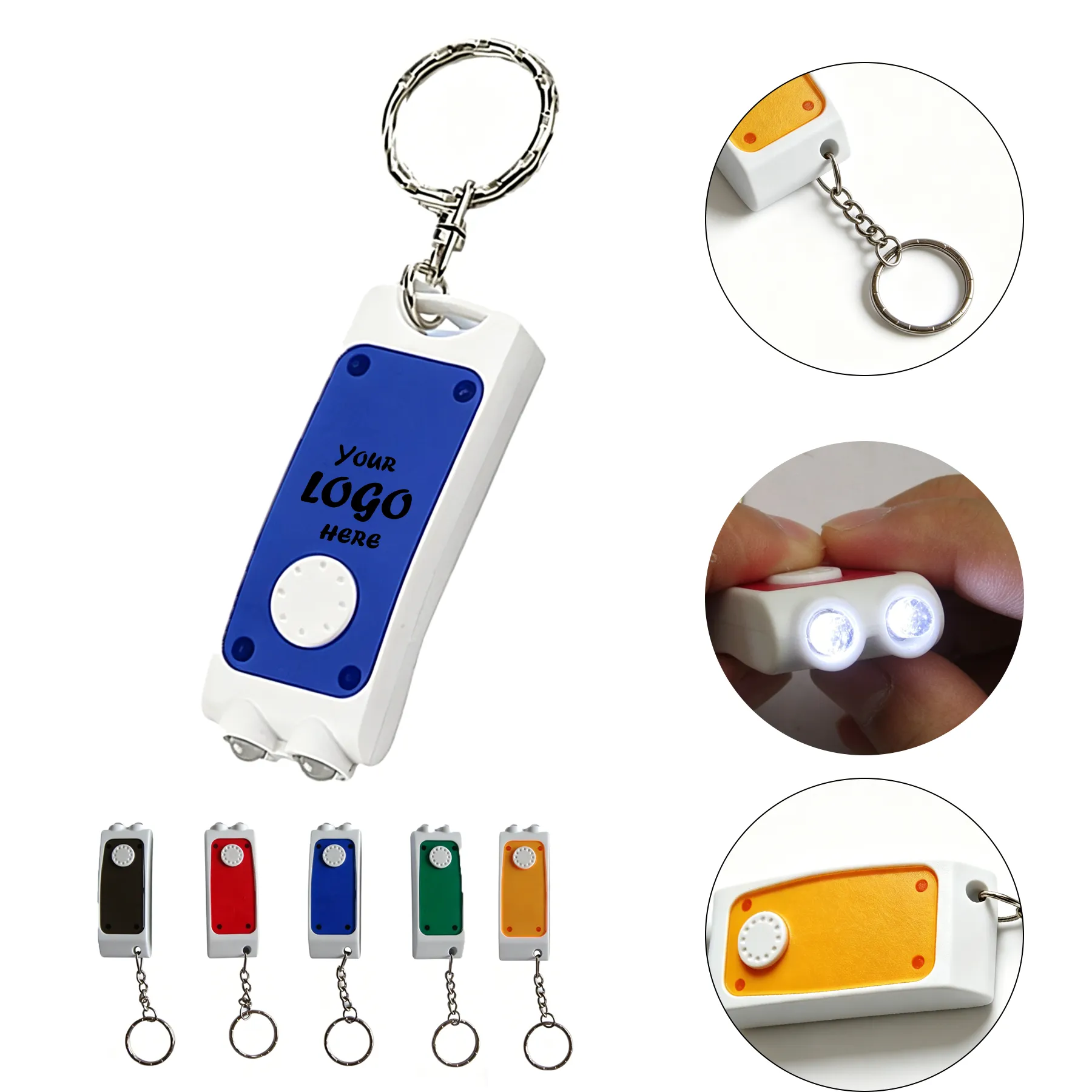 Two Tone Key Ring Flashlight With Dual White LED Lights