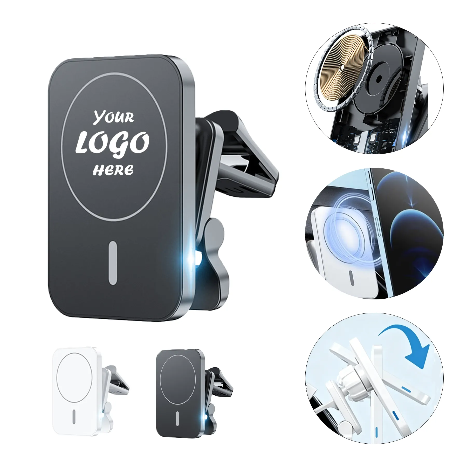 Magnetic 15W Wireless Car Charger For Auto Vents