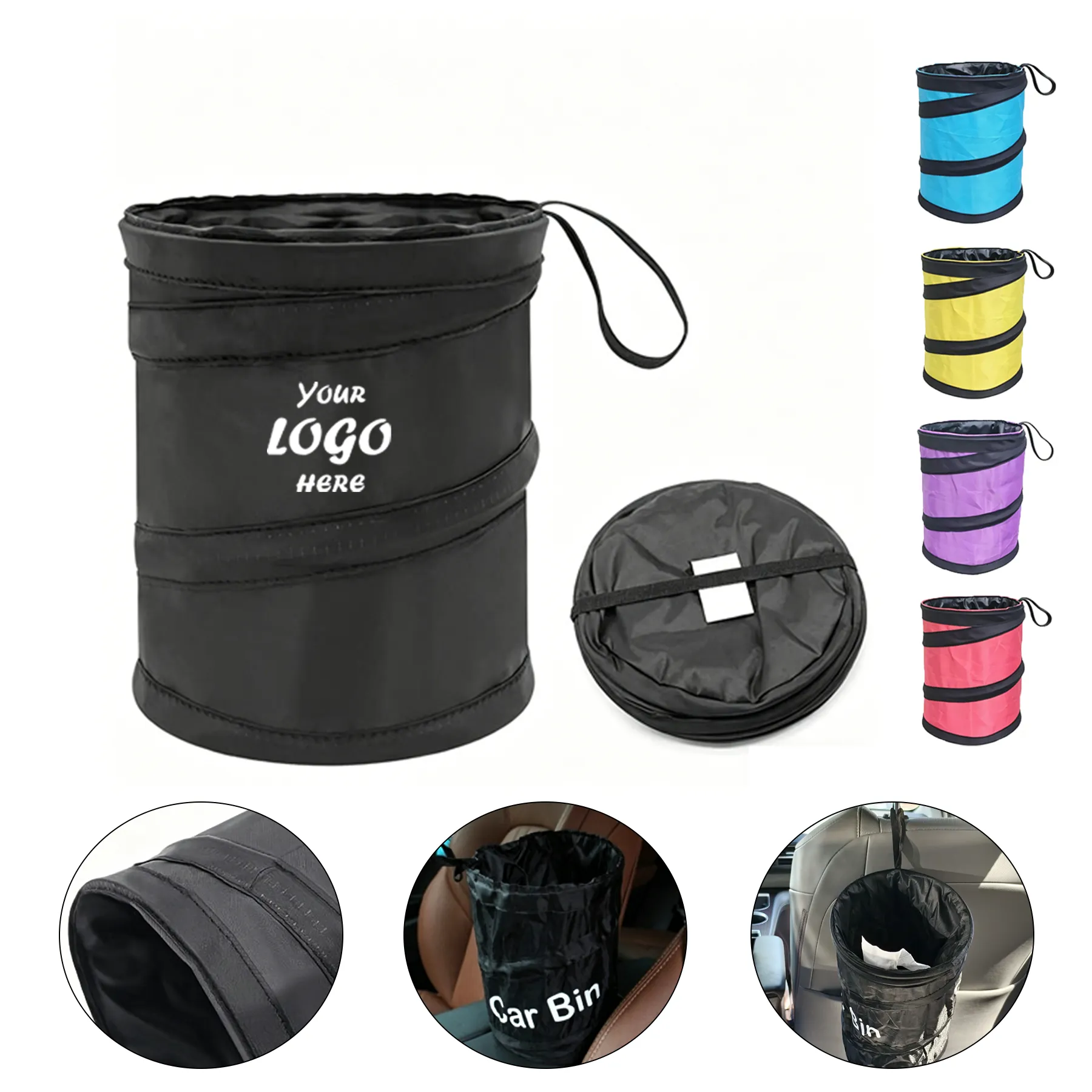 Leakproof Oxford Car Trash Can For Clean Vehicle Interiors