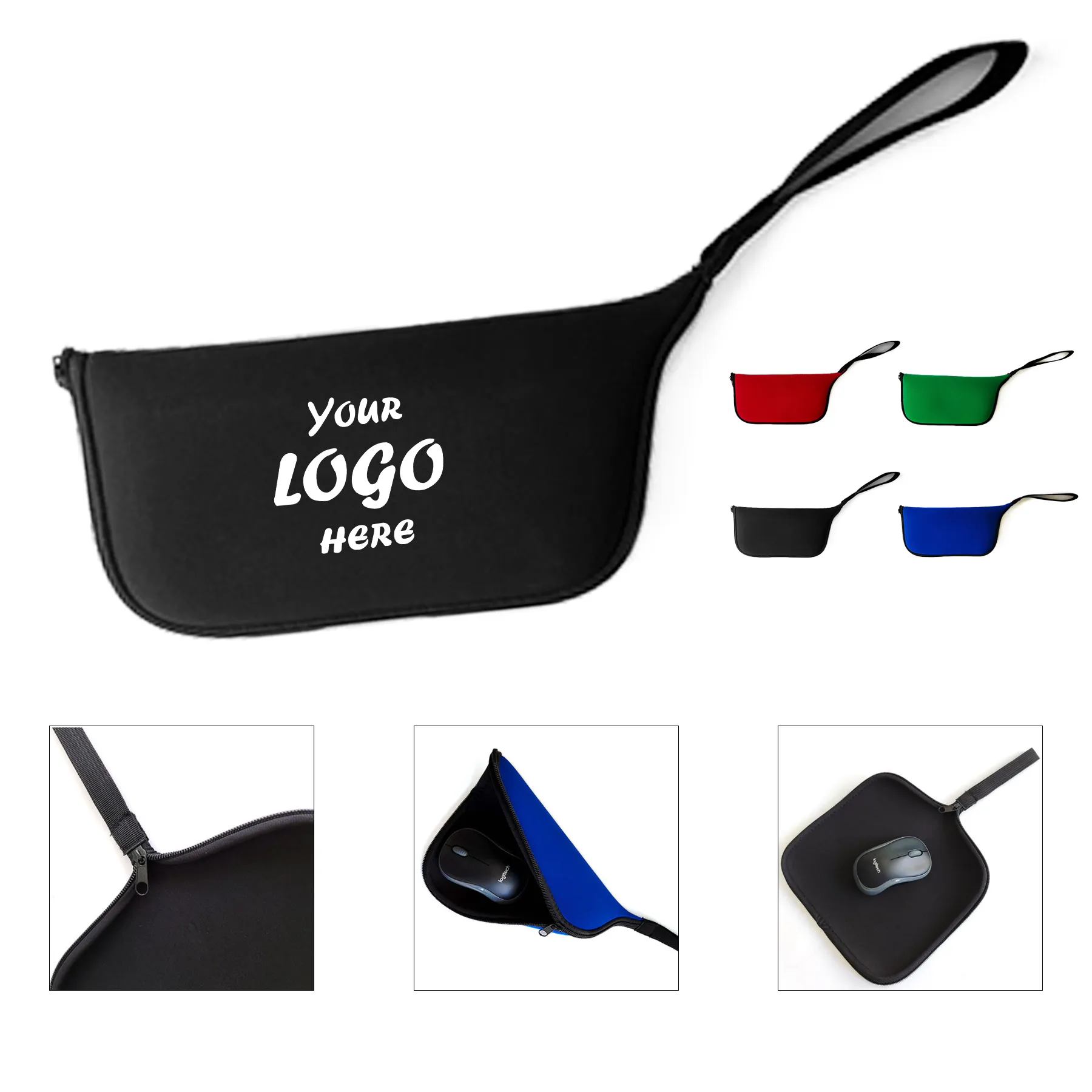 Roll-Up Mouse Mat Zipper Storage Pouch