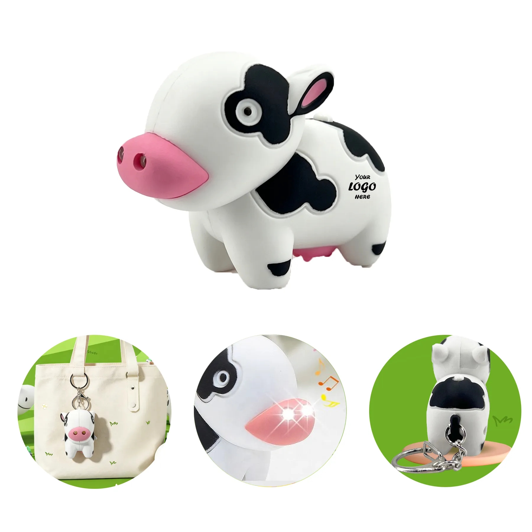 Cow LED Sound Keychain With Snap Hook For Farm Events