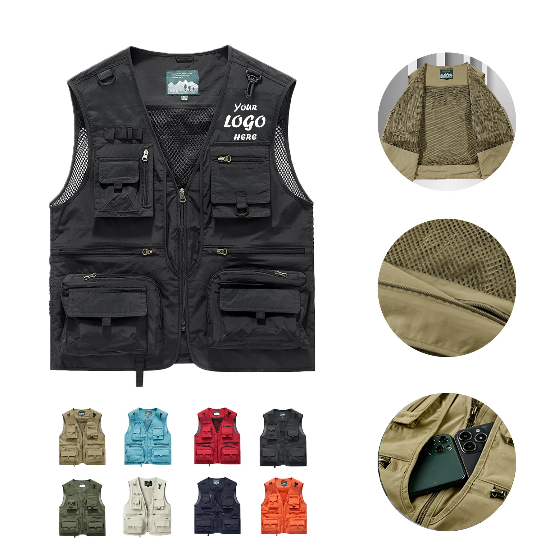 Quick Dry Sleeveless Cargo Vest With Secure Pockets