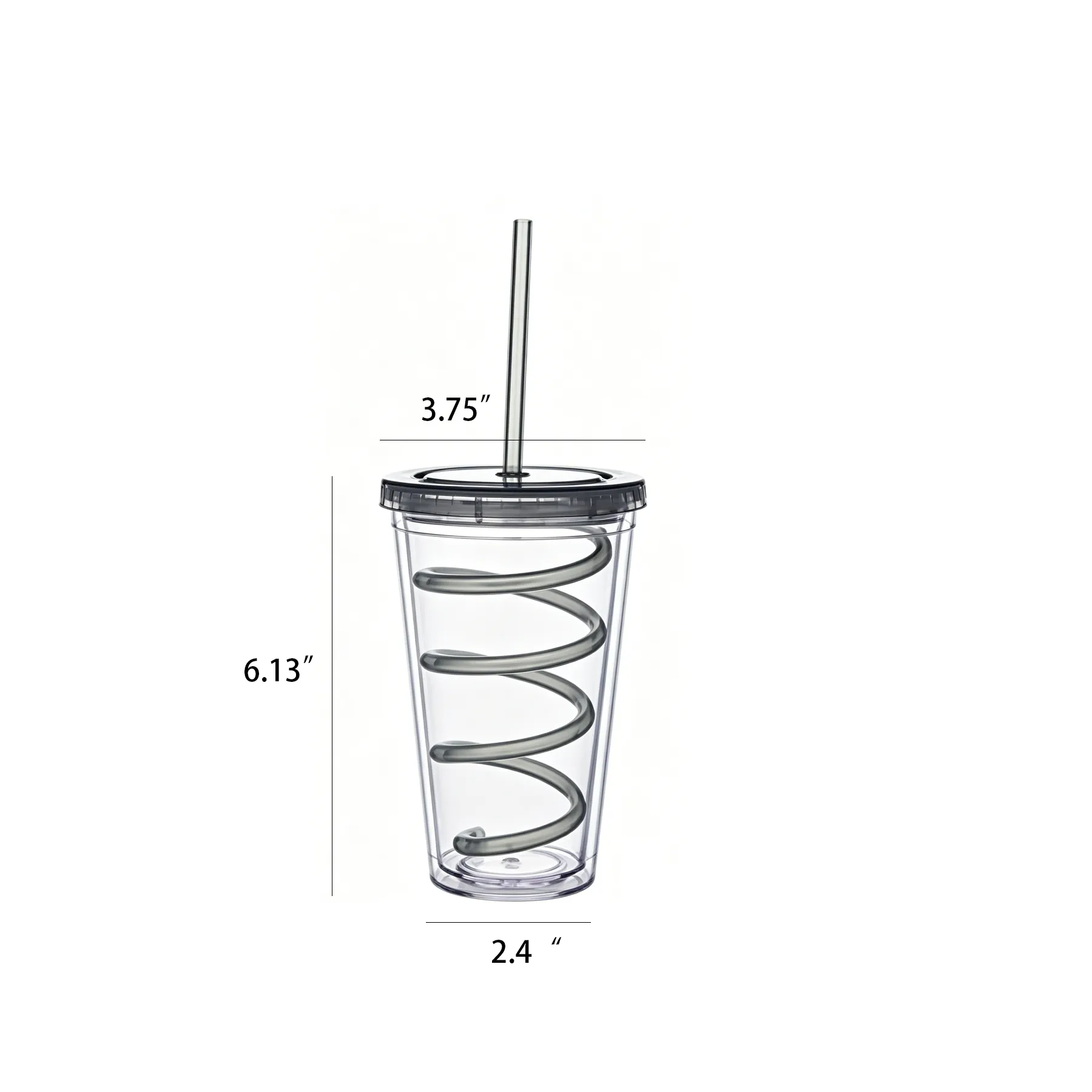 16 Oz Double Walled Carnival Tumbler With Curly Straw And Li - Image 2