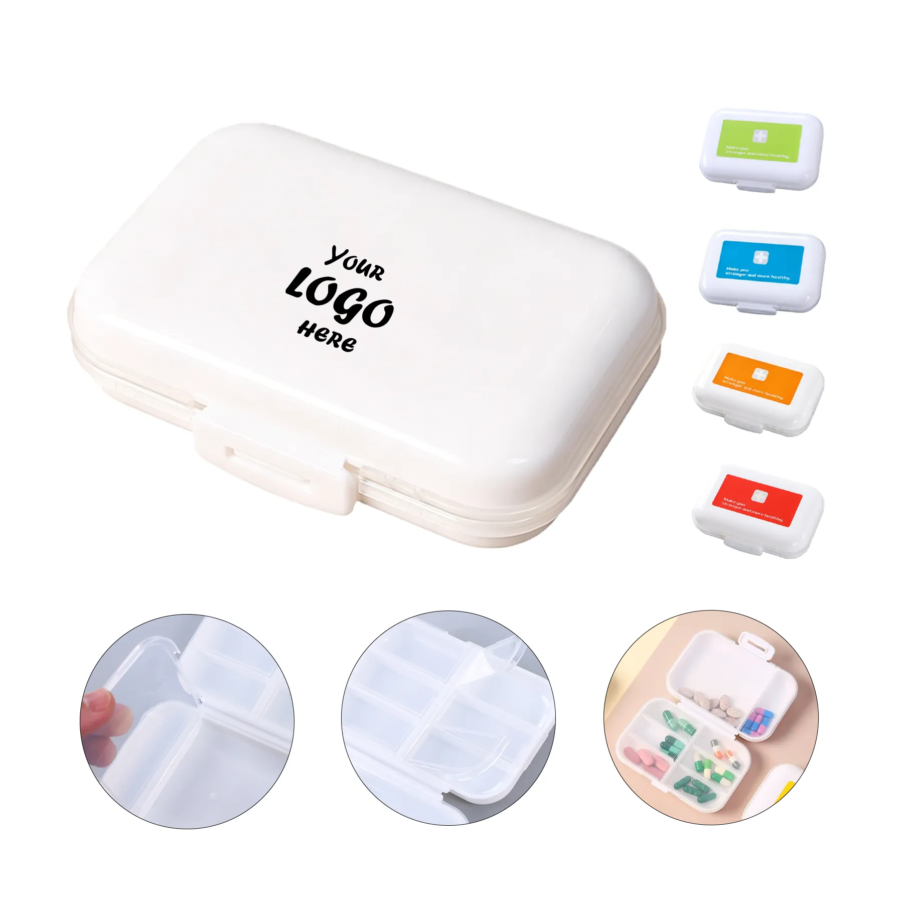 Travel Pill Organizer Case With Eight Compartments