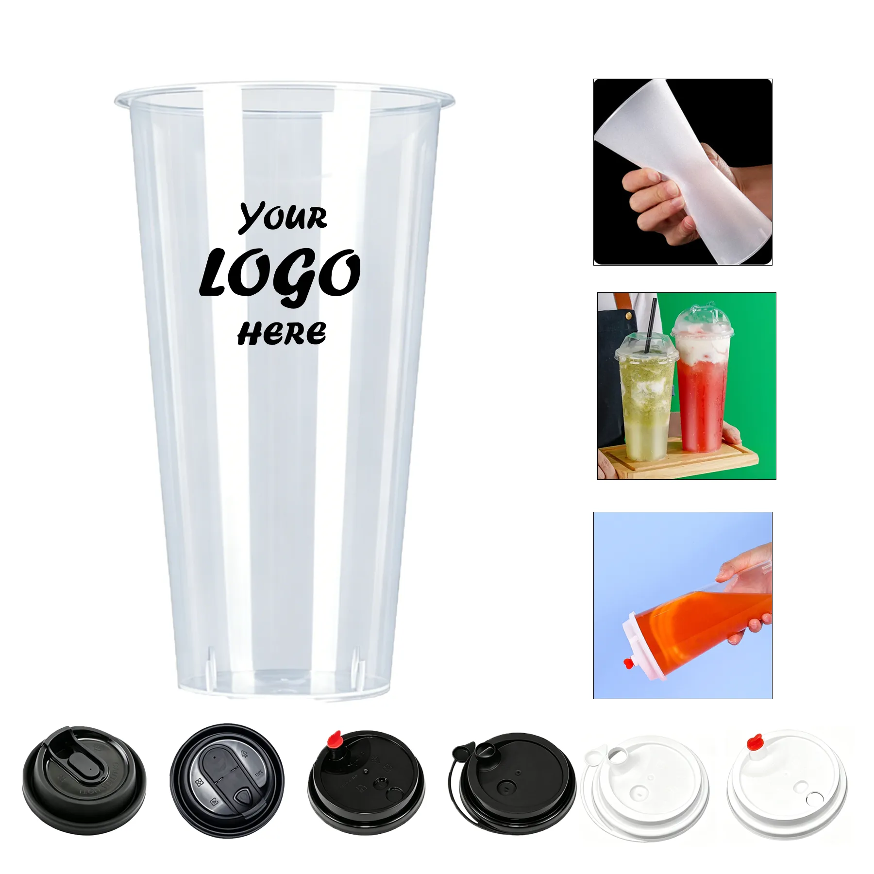 20 Oz Clear Frosted Disposable Plastic Cup With Lid