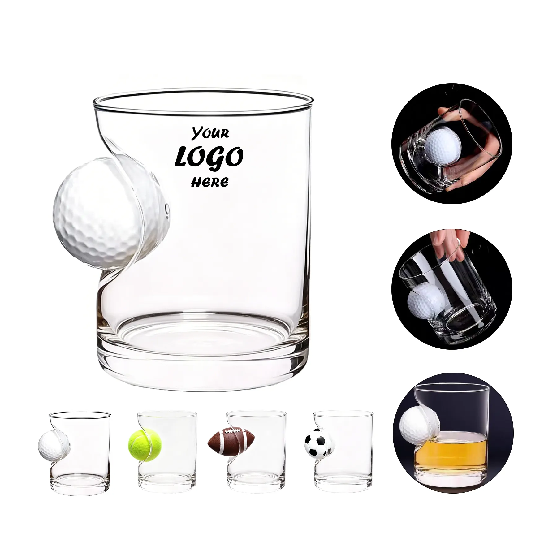 Creative Soccer Ball Embedded Glass Cup