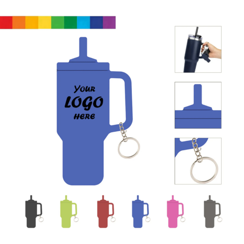 Fun Tumbler Shaped Silicone Key Ring For Drink Brands