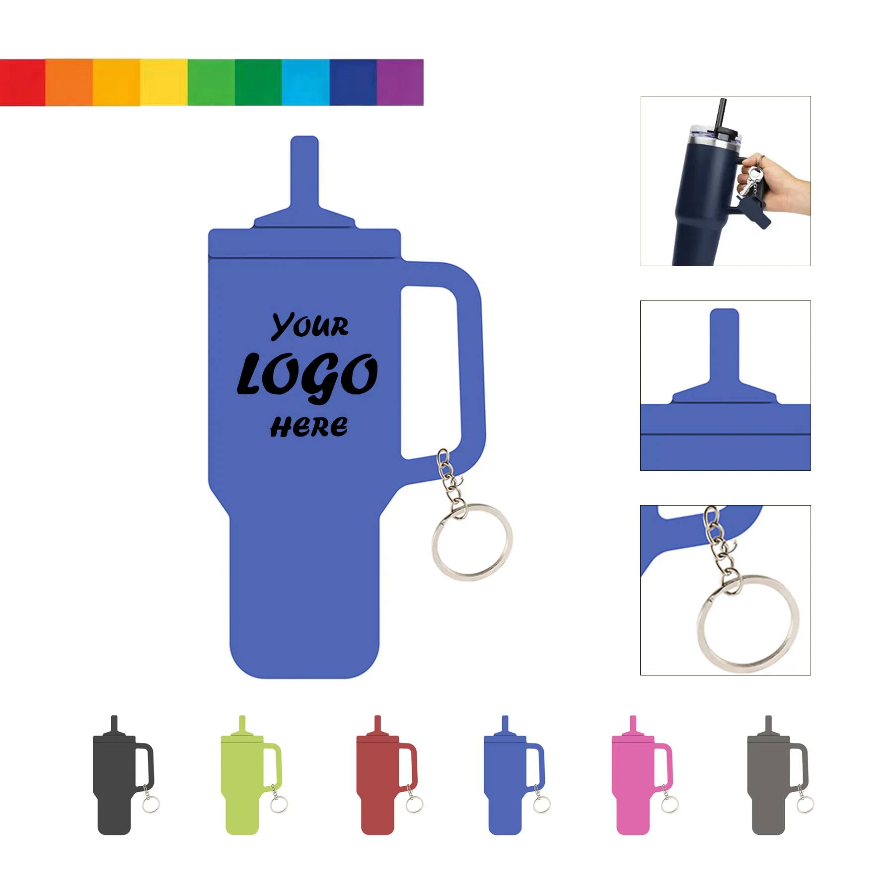 Fun Tumbler Shaped Silicone Key Ring For Drink Brands