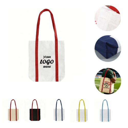 Canvas Soccer Fan Tote Bag With Comfortable Shoulder Strap