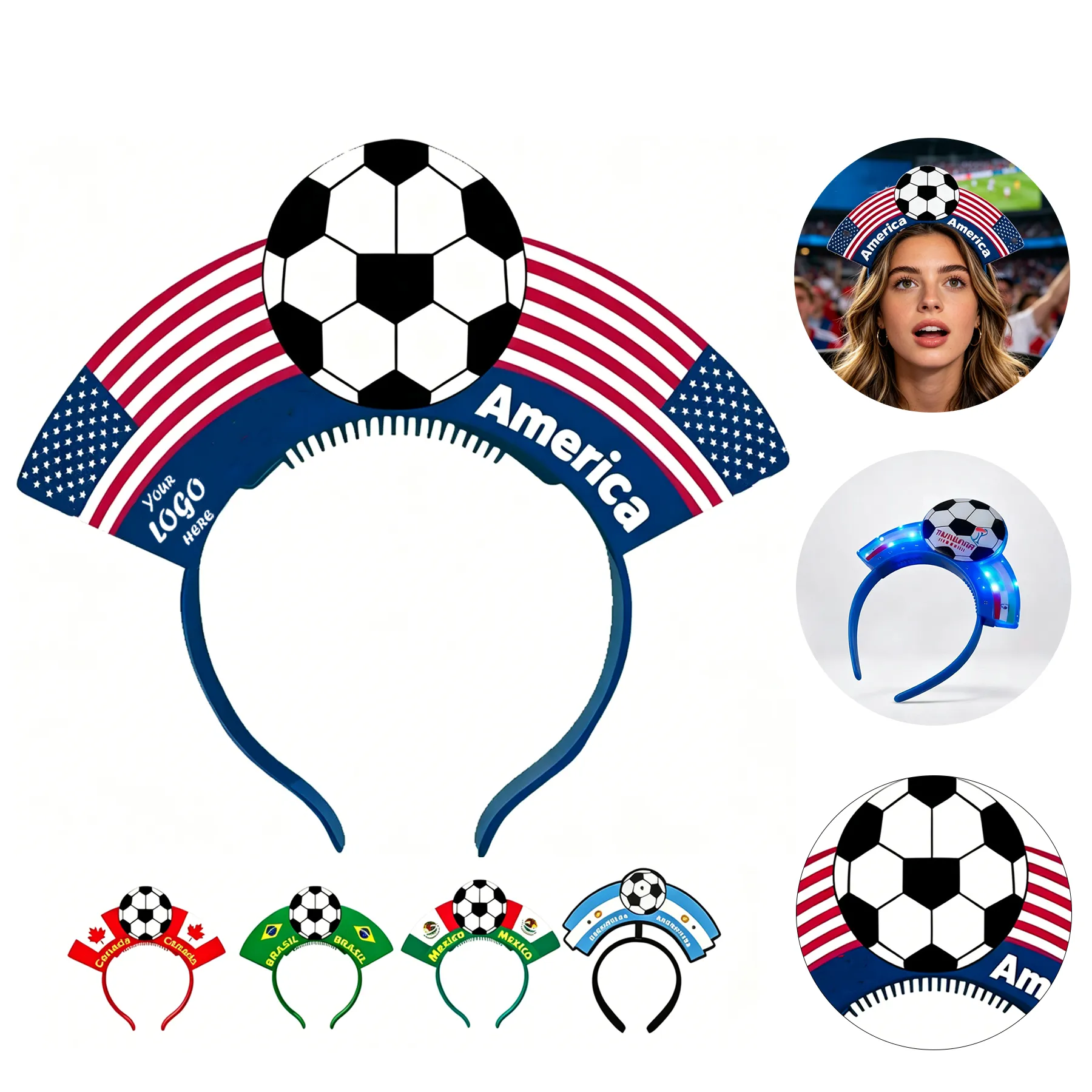 Spring Soccer Fan Headband With Full Color Party Logo