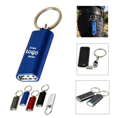 Mini Aluminum LED Flashlight Keychain With Carabiner Clip