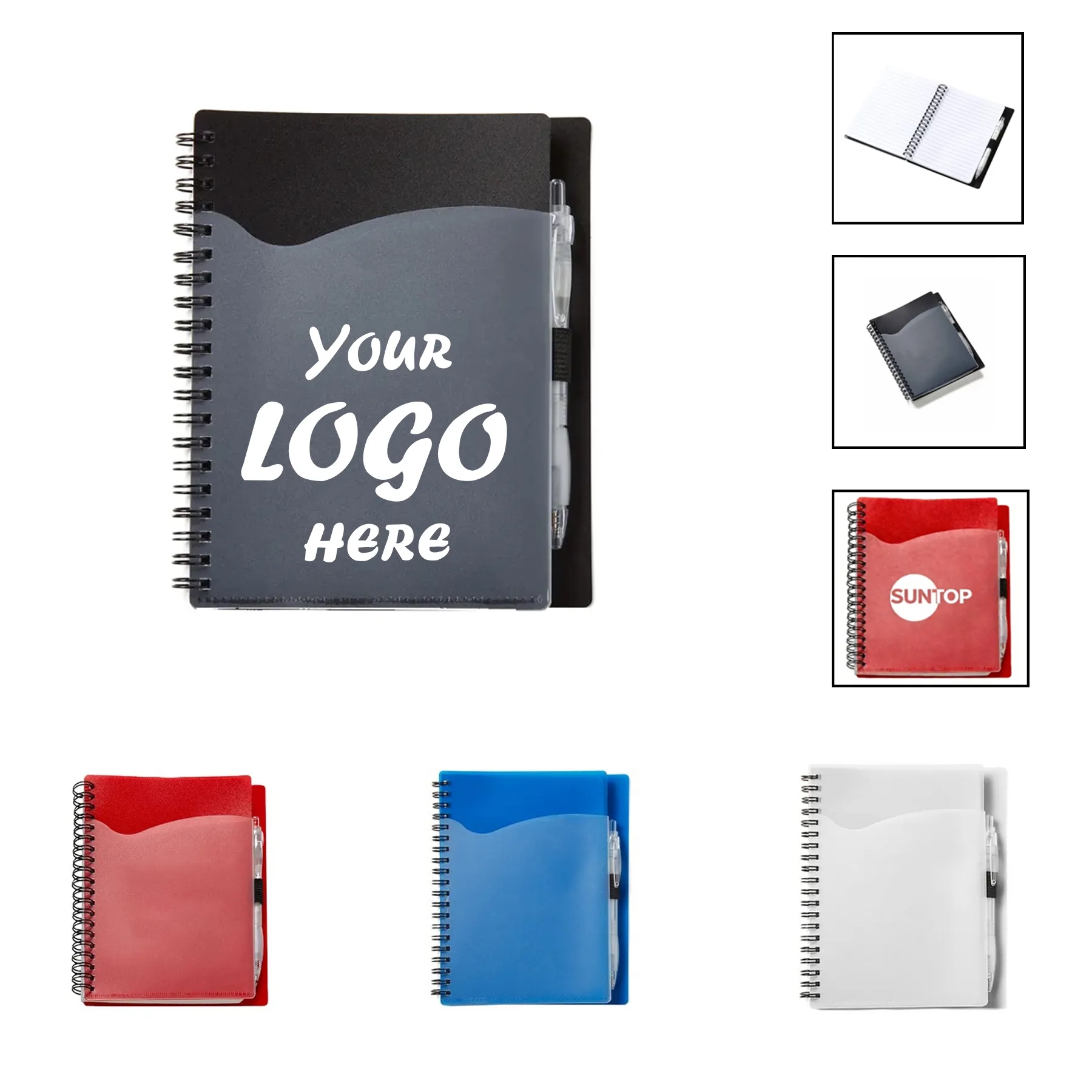 Spiral Notebook With Front Pocket Pen Loop And Matching Writ