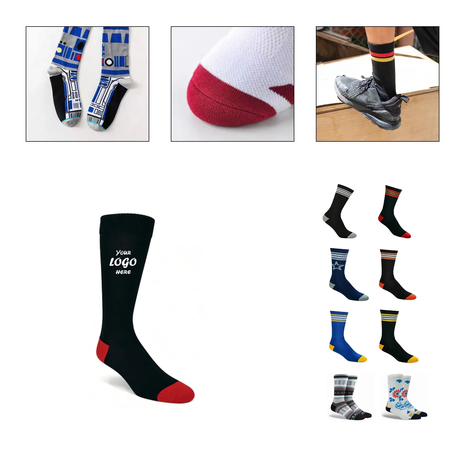 Custom Knit Dress Socks With Multi Color Logo Design