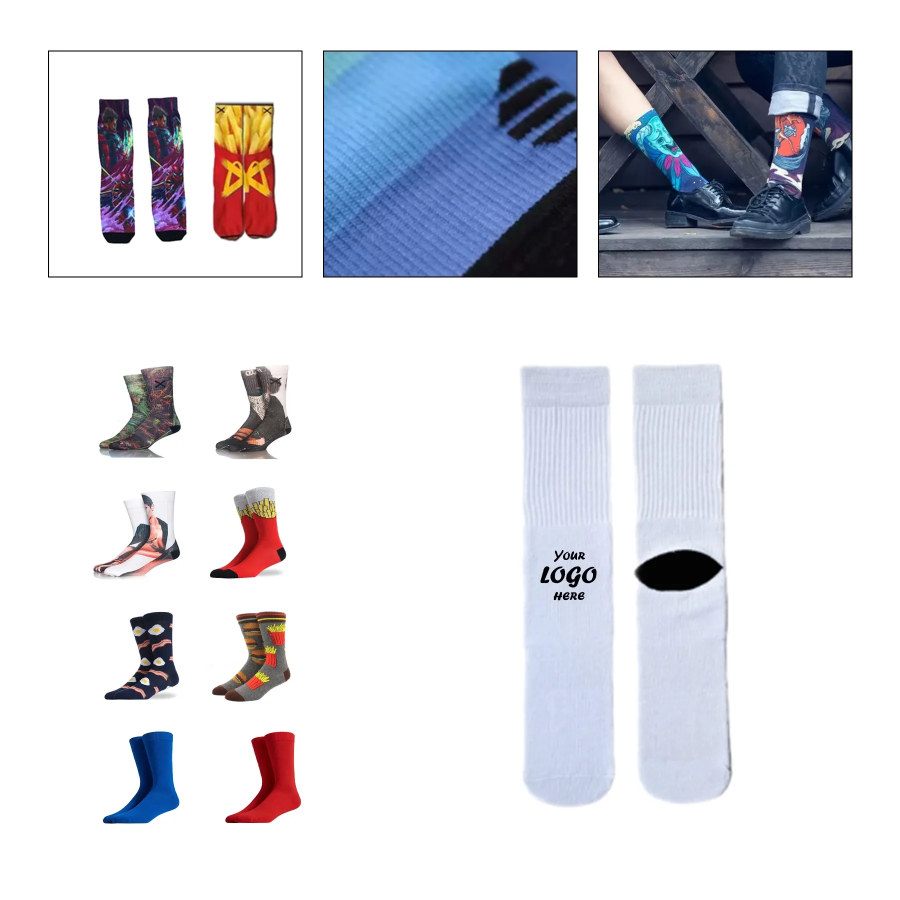 Custom Full Color Dress Socks With Sublimated Design