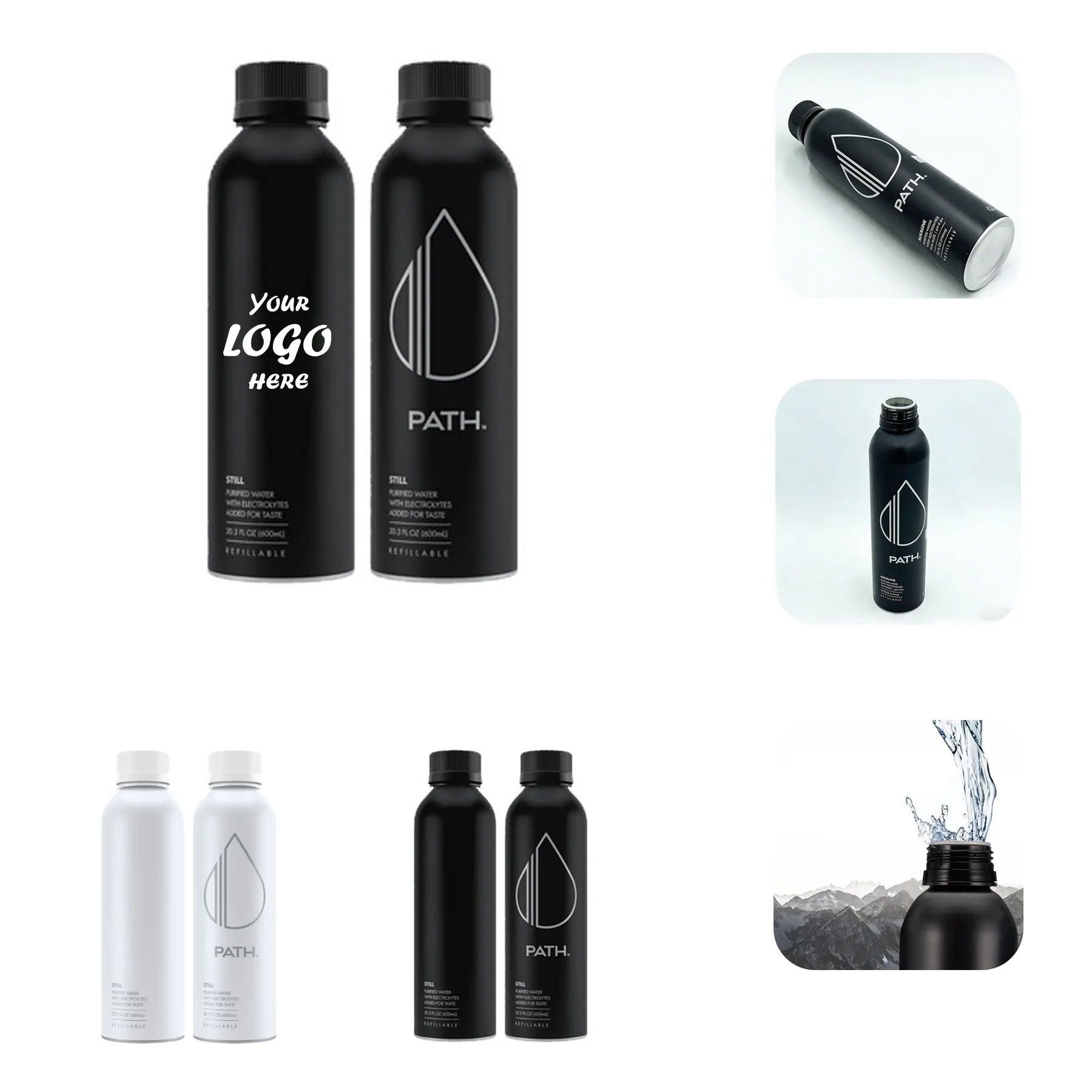 20 Oz Aluminum Water Bottle With Silicone Carry Strap
