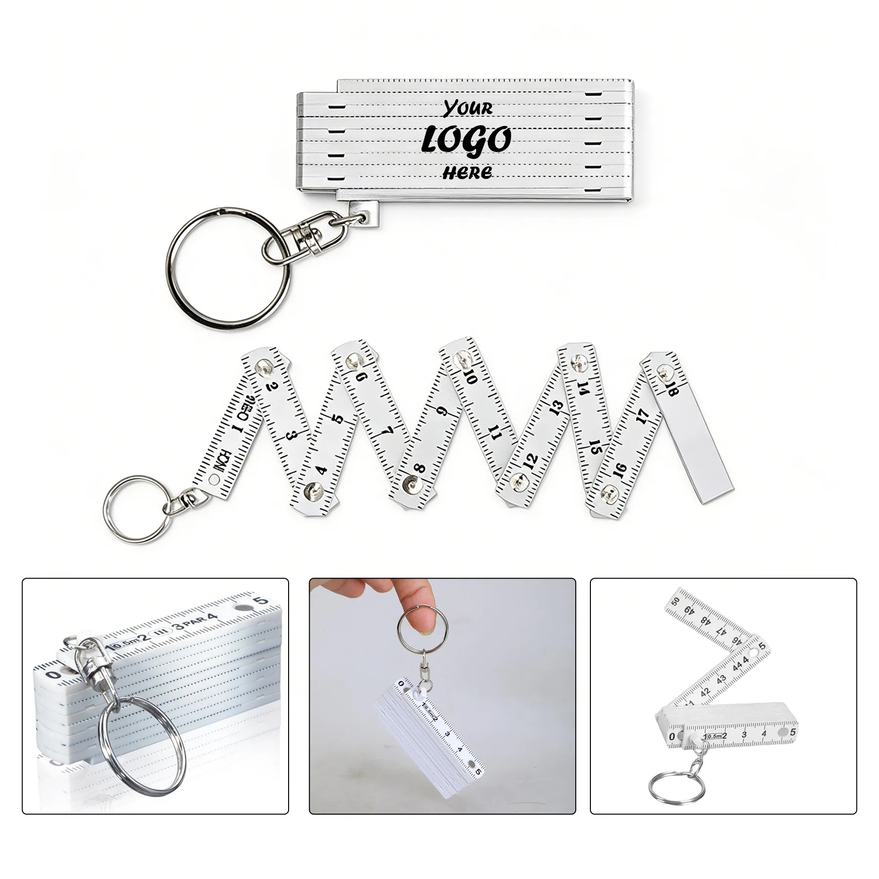 18 Inch Folding Ruler Keychain With Pad Print Area