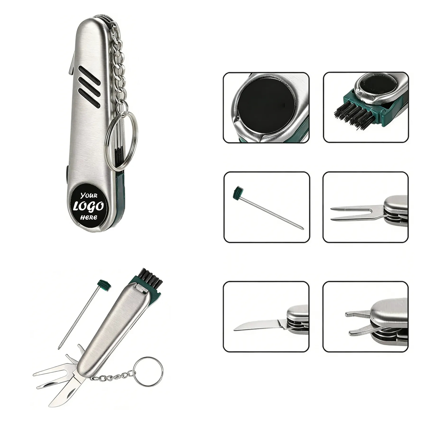 Stainless Steel Golf Tool Keyholder With Ball Marker